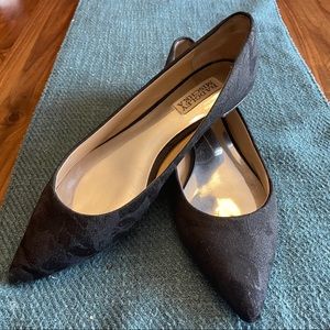 Badgley Mischka Black Brocade Flats